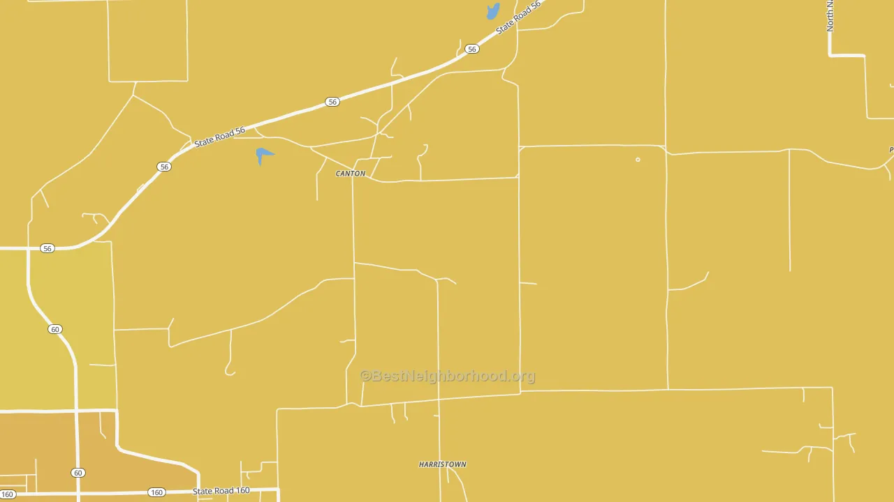 Map of the best neighborhoods in the Canton area, with better matches in green and worse matches in red