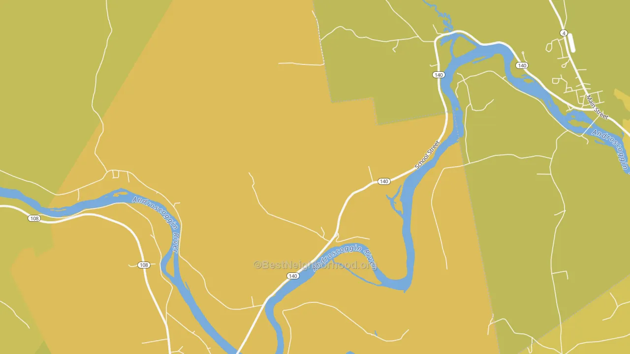 Map of the best neighborhoods in the Canton Point area, with better matches in green and worse matches in red