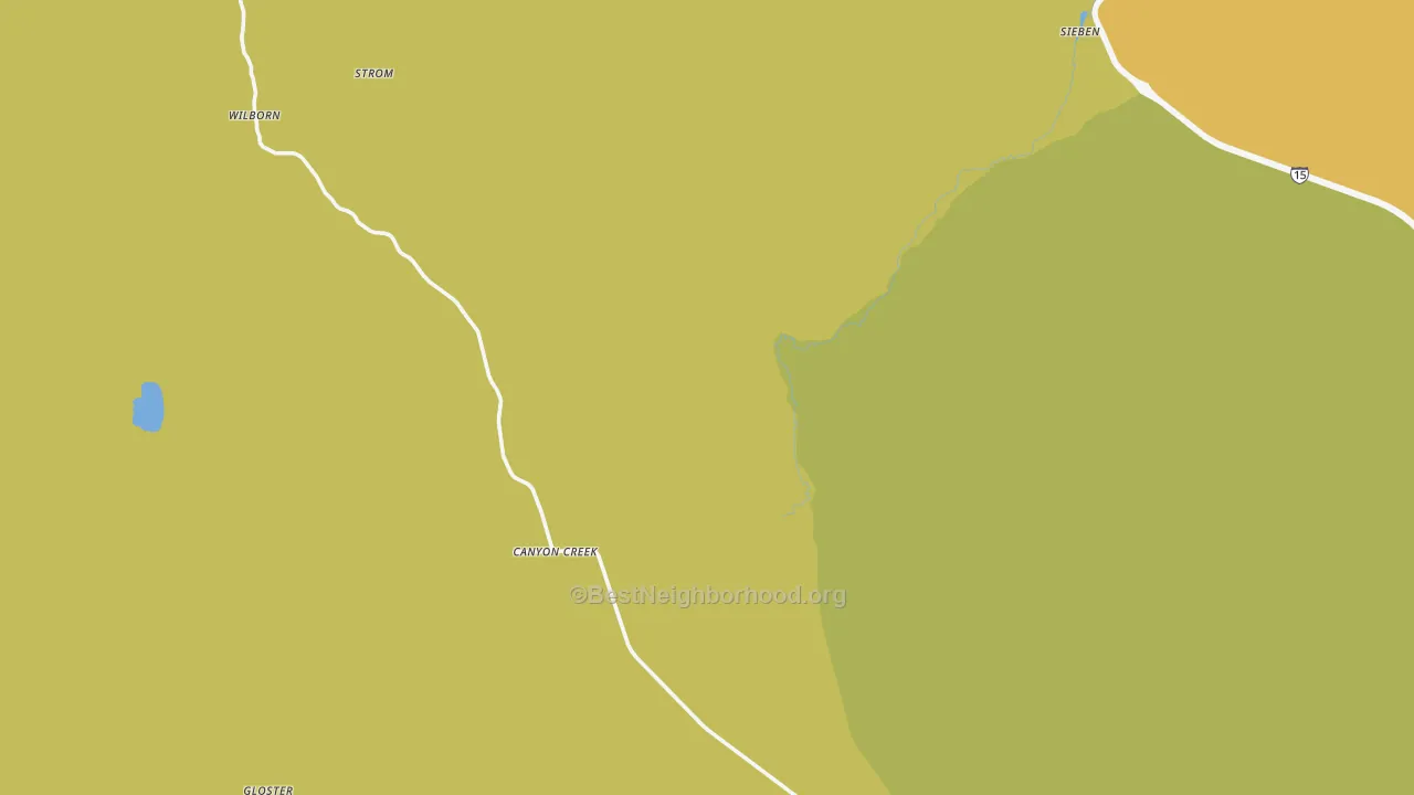 Map of the best neighborhoods in the Canyon Creek area, with better matches in green and worse matches in red