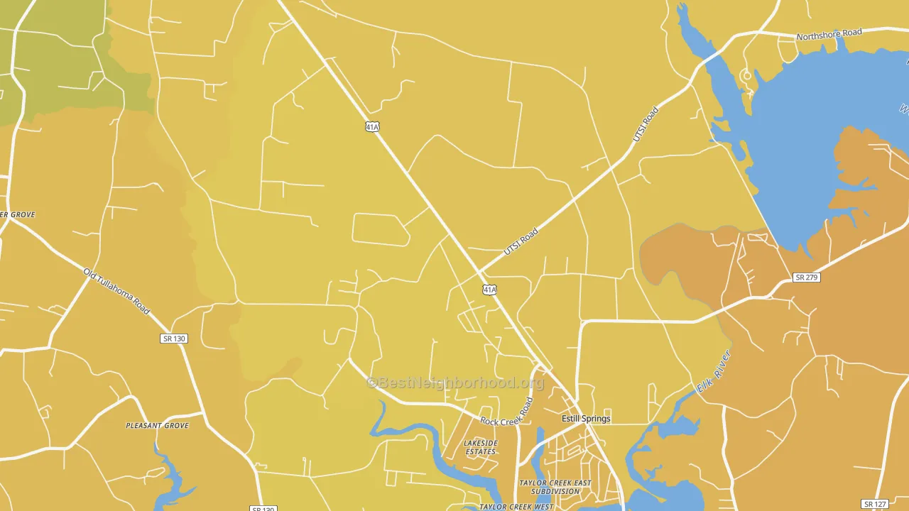 Map of the best neighborhoods in the Capitol Hill area, with better matches in green and worse matches in red