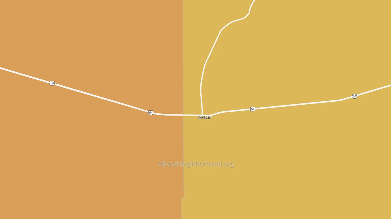 Map of the best neighborhoods in the Capulin area, with better matches in green and worse matches in red