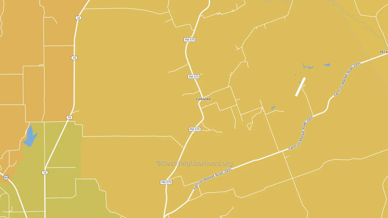 Map of the best neighborhoods in the Caradan area, with better matches in green and worse matches in red