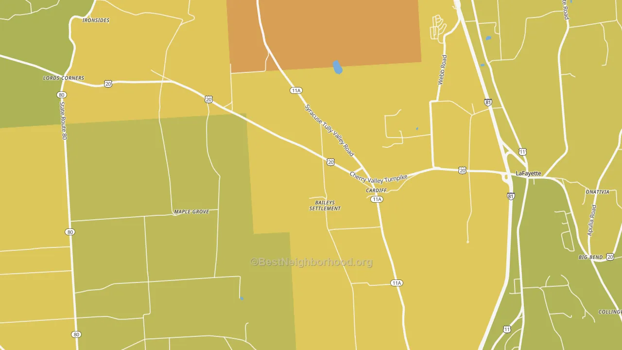 Map of the best neighborhoods in the Cardiff area, with better matches in green and worse matches in red