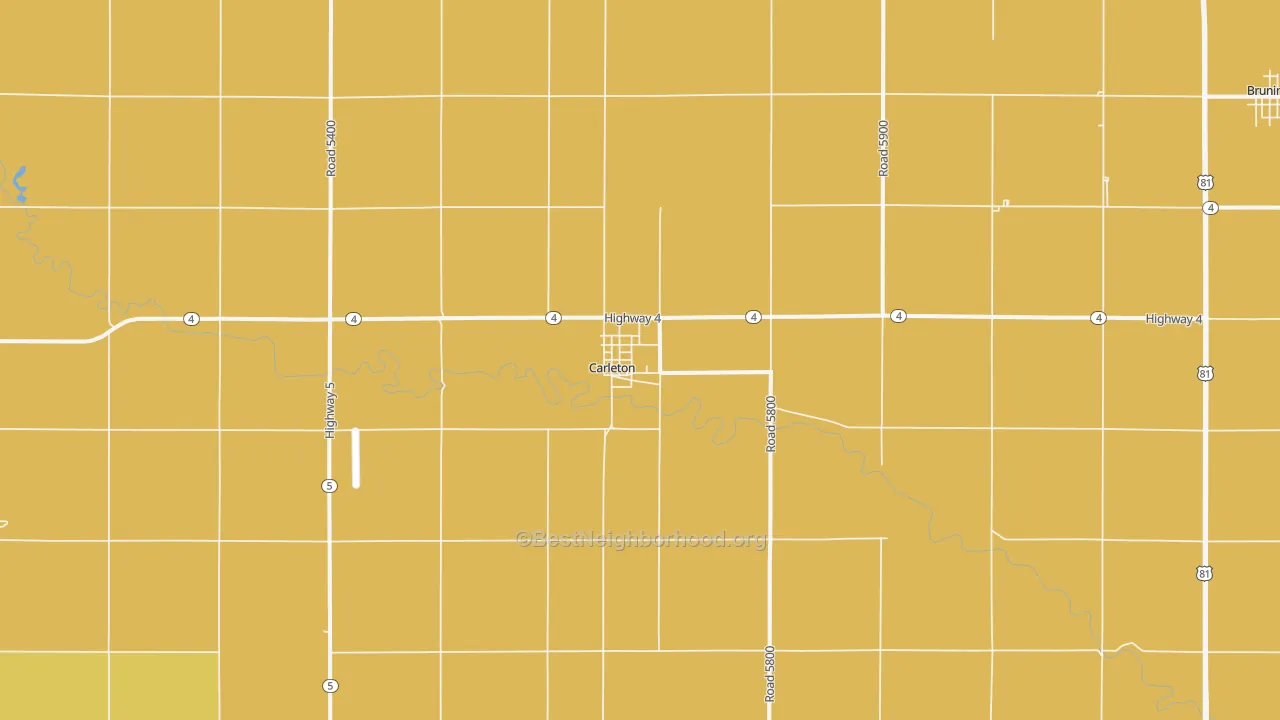 Map of the best neighborhoods in the Carleton area, with better matches in green and worse matches in red