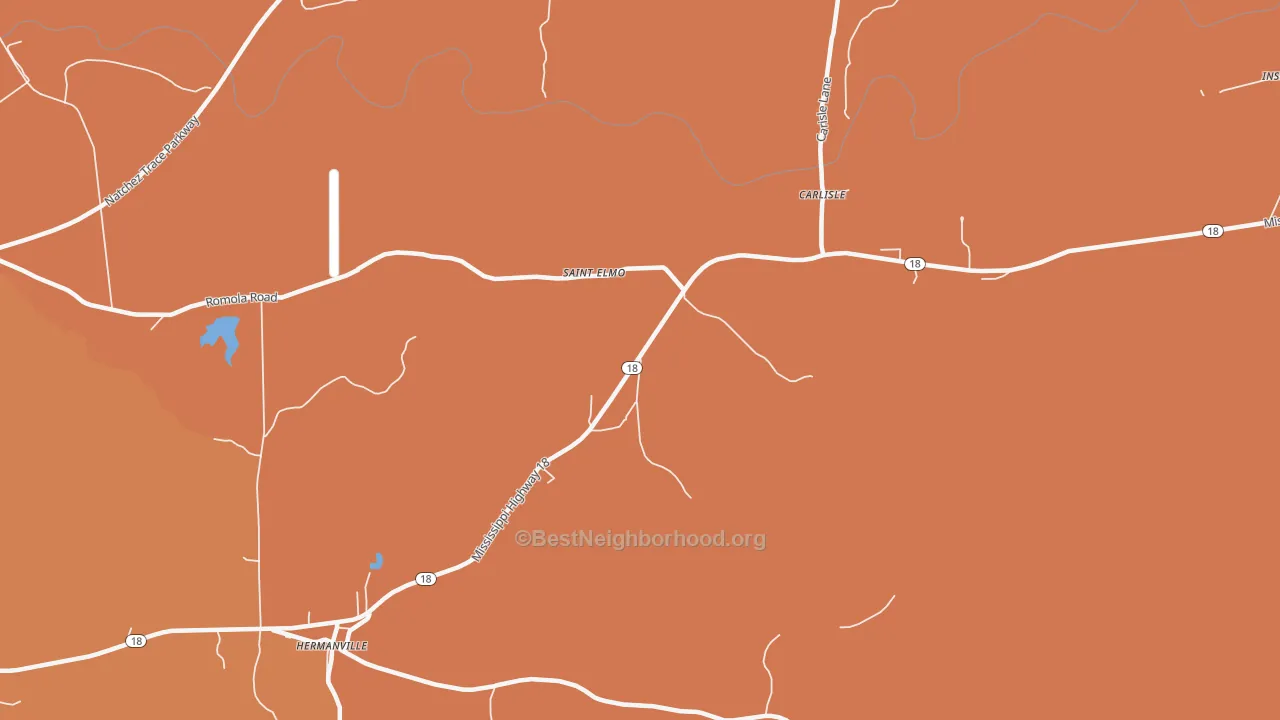 Map of the best neighborhoods in the Carlisle area, with better matches in green and worse matches in red