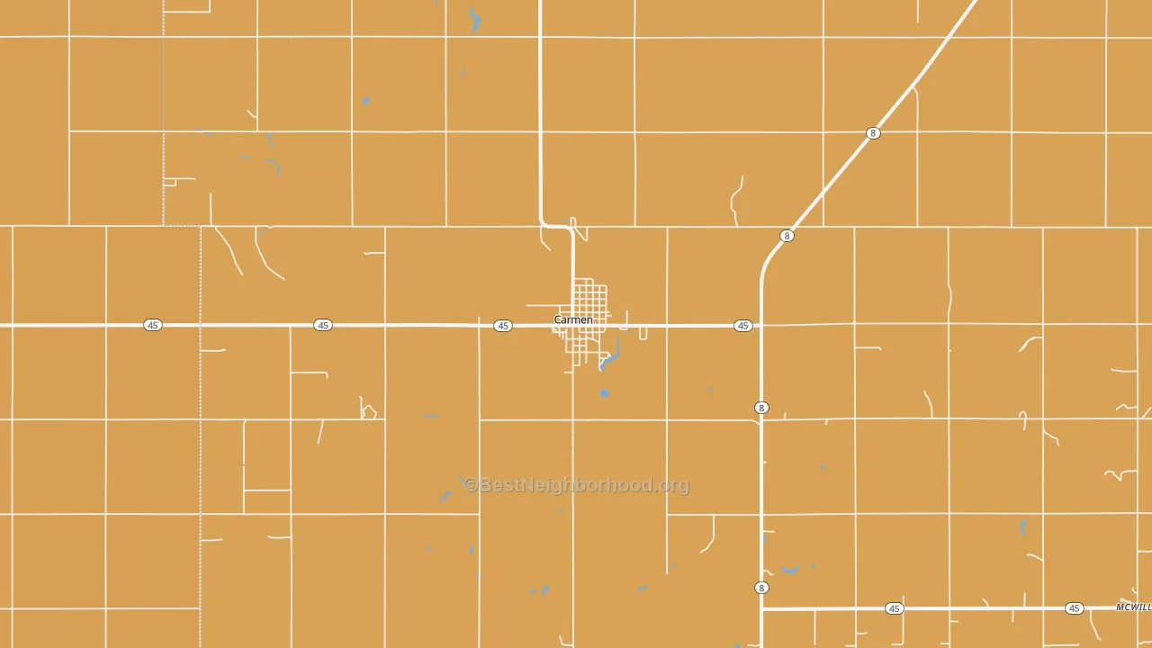 Map of the best neighborhoods in the Carmen area, with better matches in green and worse matches in red