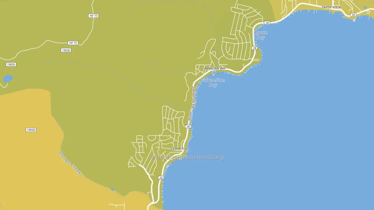 Map of the best neighborhoods in the Carnelian Bay area, with better matches in green and worse matches in red