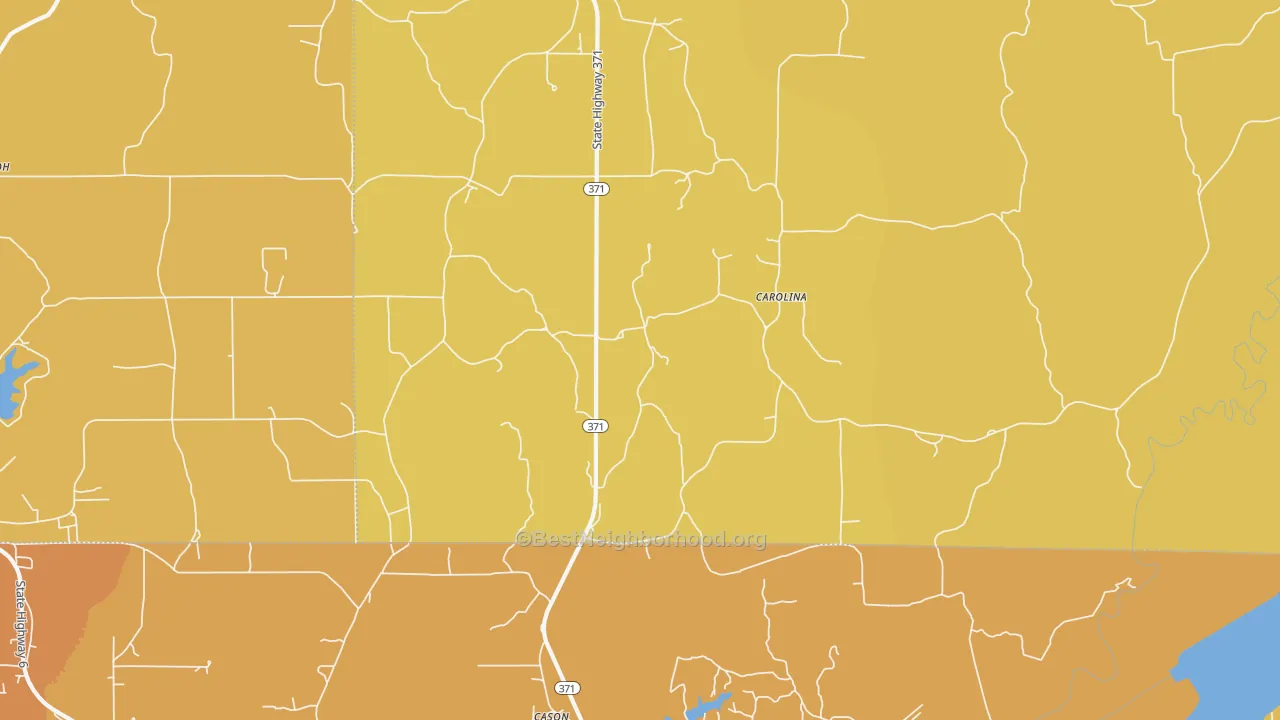 Map of the best neighborhoods in the Carolina area, with better matches in green and worse matches in red