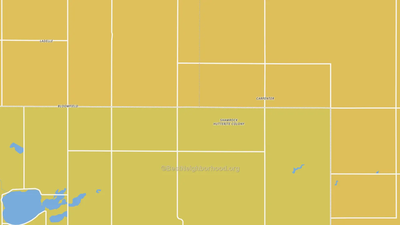 Map of the best neighborhoods in the Carpenter area, with better matches in green and worse matches in red