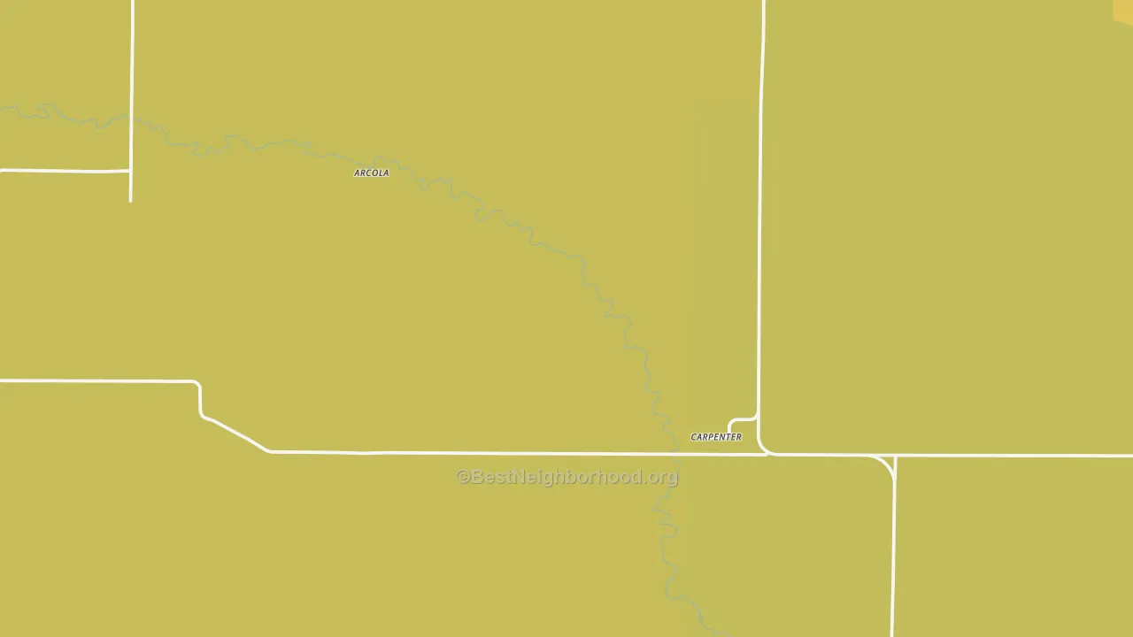 Map of the best neighborhoods in the Carpenter area, with better matches in green and worse matches in red