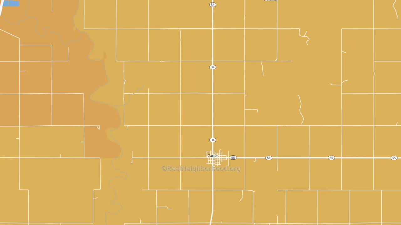 Map of the best neighborhoods in the Carter area, with better matches in green and worse matches in red