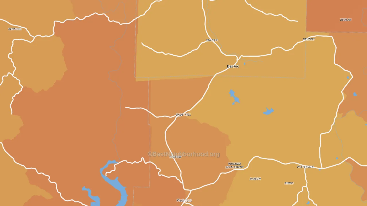 Map of the best neighborhoods in the Cascade area, with better matches in green and worse matches in red