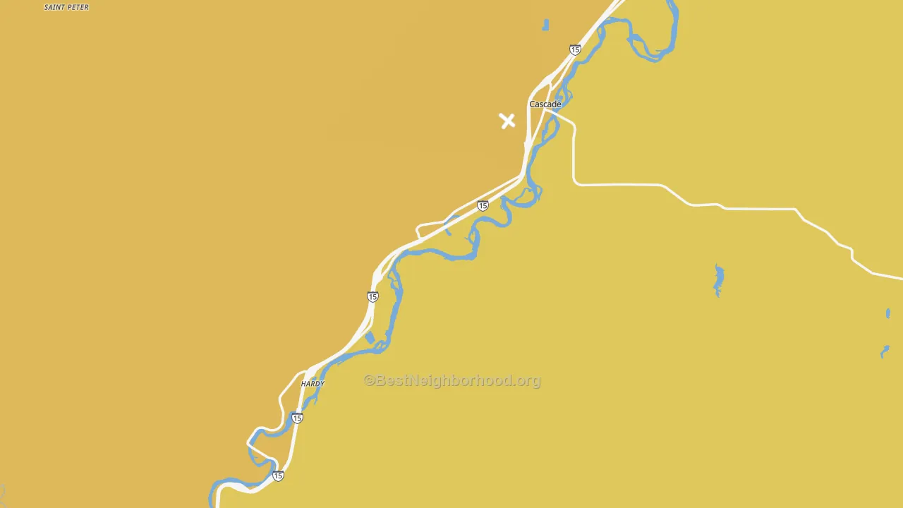 Map of the best neighborhoods in the Cascade area, with better matches in green and worse matches in red