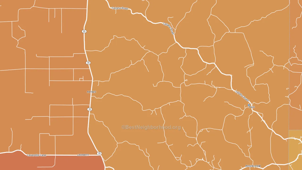 Map of the best neighborhoods in the Cascilla area, with better matches in green and worse matches in red