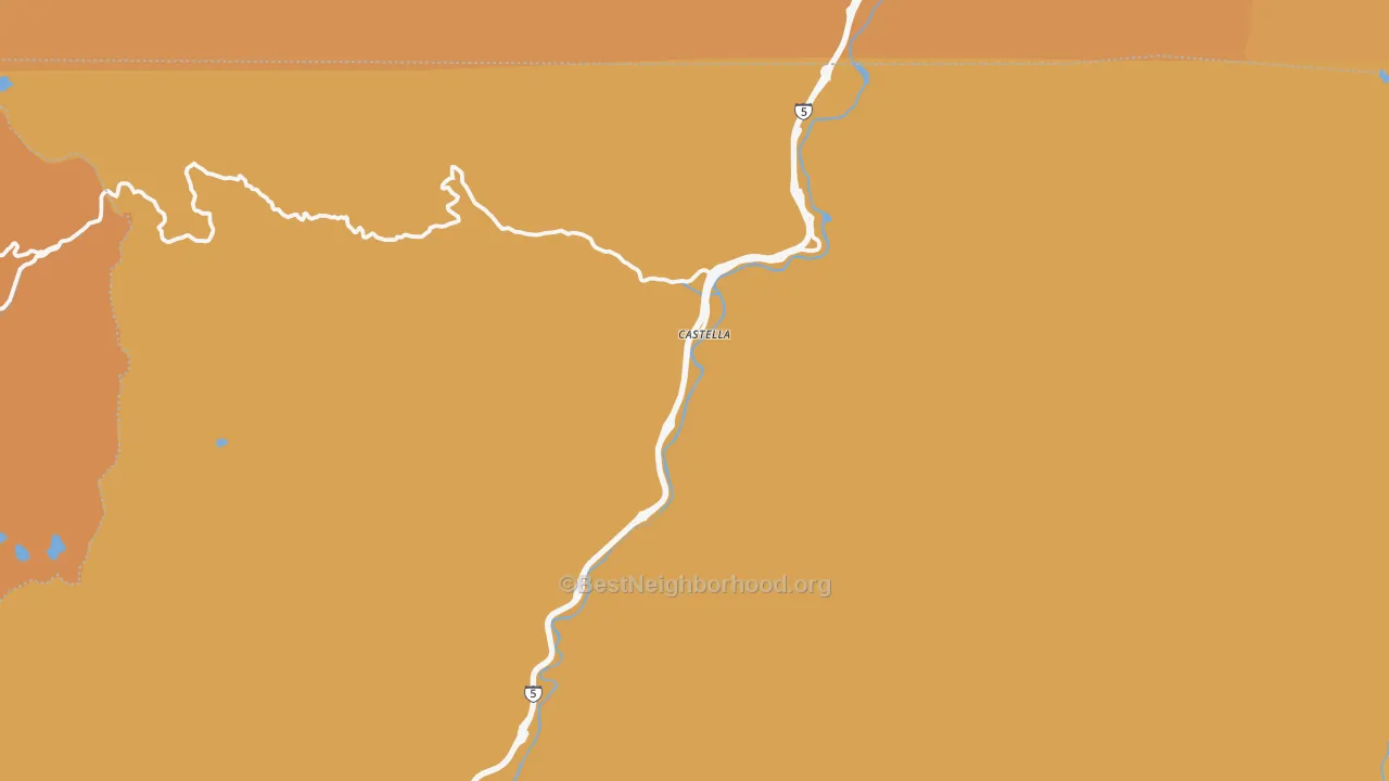 Map of the best neighborhoods in the Castella area, with better matches in green and worse matches in red