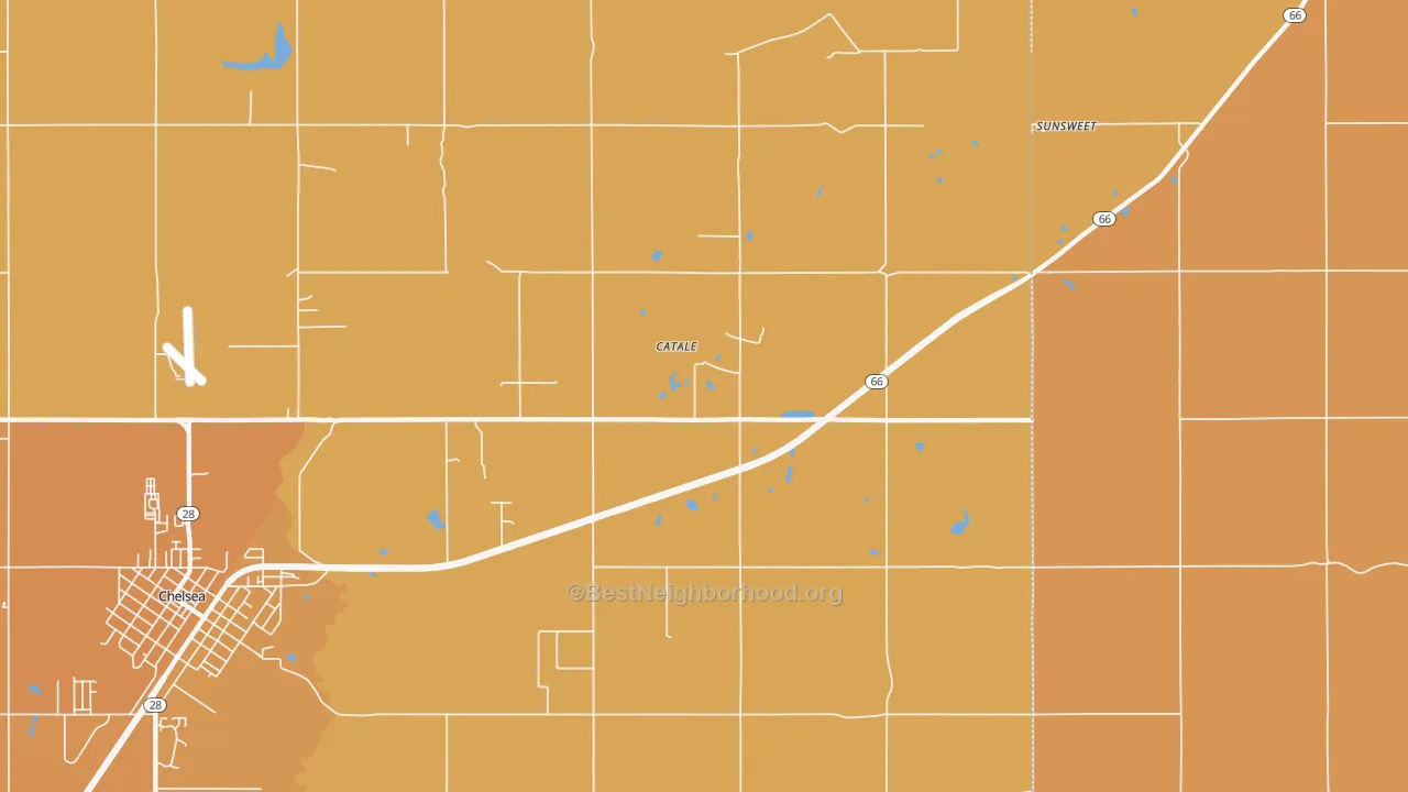 Map of the best neighborhoods in the Catale area, with better matches in green and worse matches in red