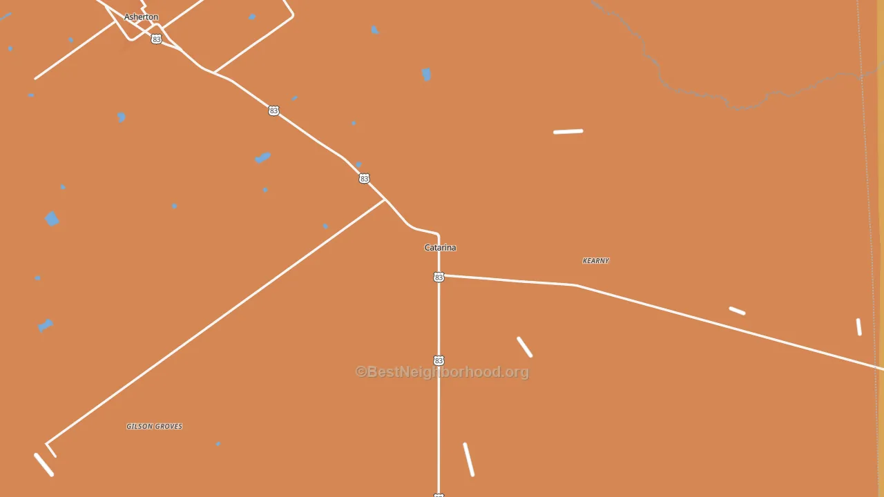 Map of the best neighborhoods in the Catarina area, with better matches in green and worse matches in red