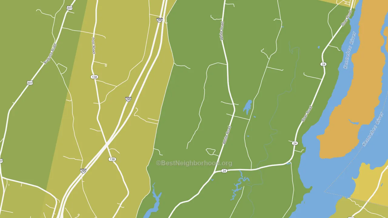 Map of the best neighborhoods in the Cathance area, with better matches in green and worse matches in red