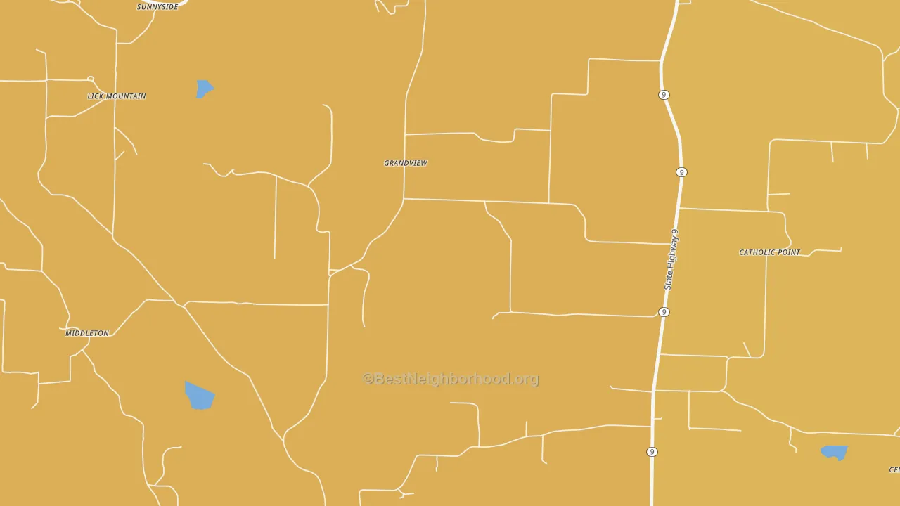 Map of the best neighborhoods in the Catholic Point area, with better matches in green and worse matches in red