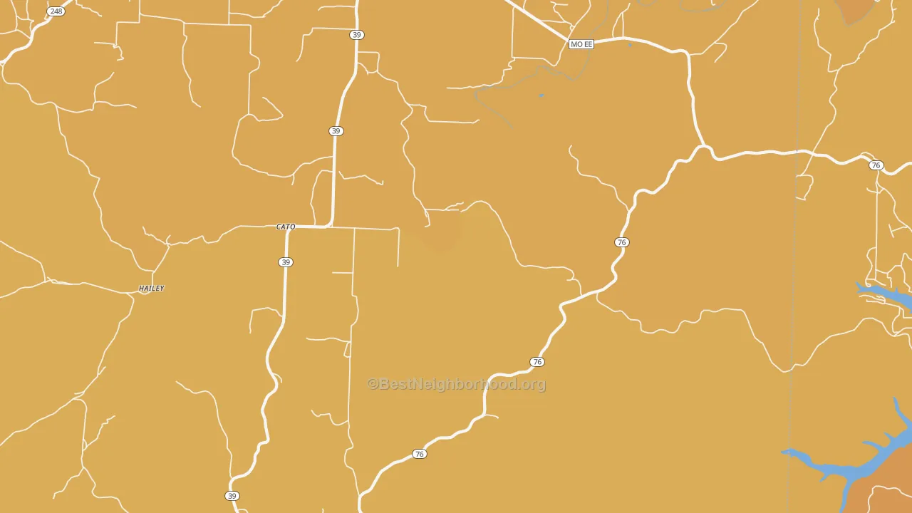 Map of the best neighborhoods in the Cato area, with better matches in green and worse matches in red