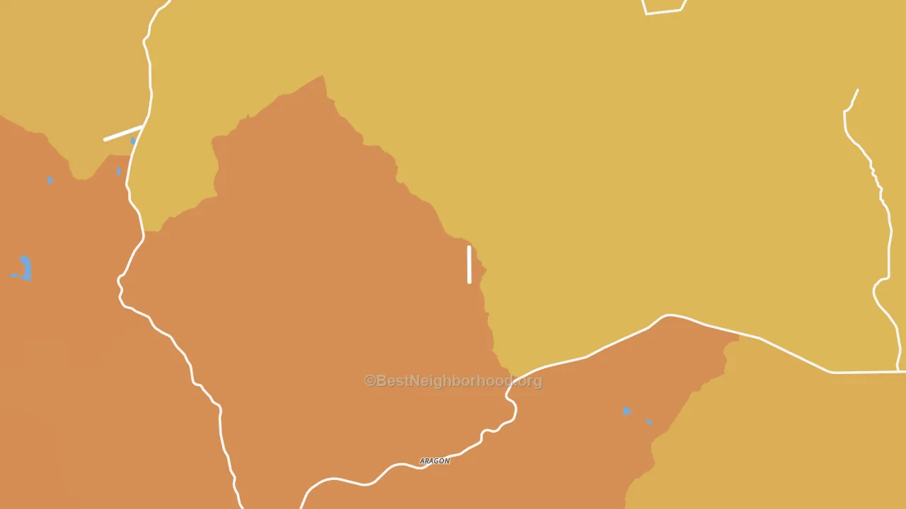 Map of the best neighborhoods in the Catron County area, with better matches in green and worse matches in red