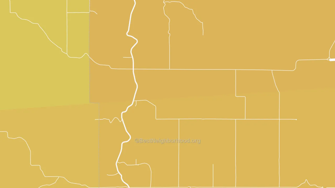 Map of the best neighborhoods in the Cavendish area, with better matches in green and worse matches in red