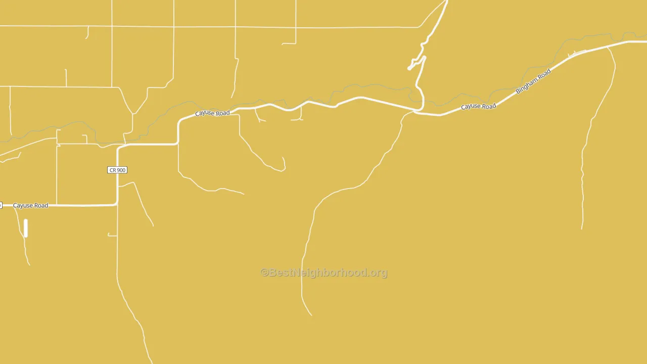 Map of the best neighborhoods in the Cayuse area, with better matches in green and worse matches in red