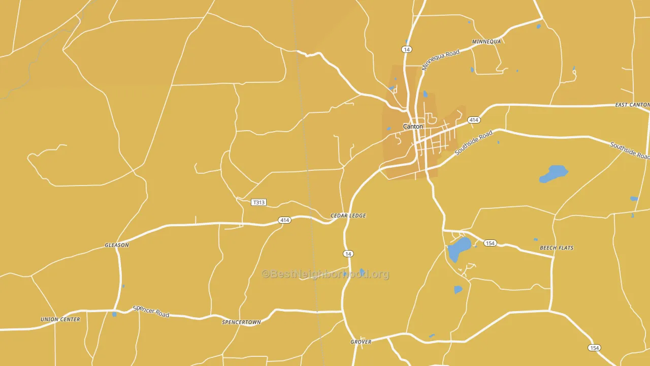 Map of the best neighborhoods in the Cedar Ledge area, with better matches in green and worse matches in red