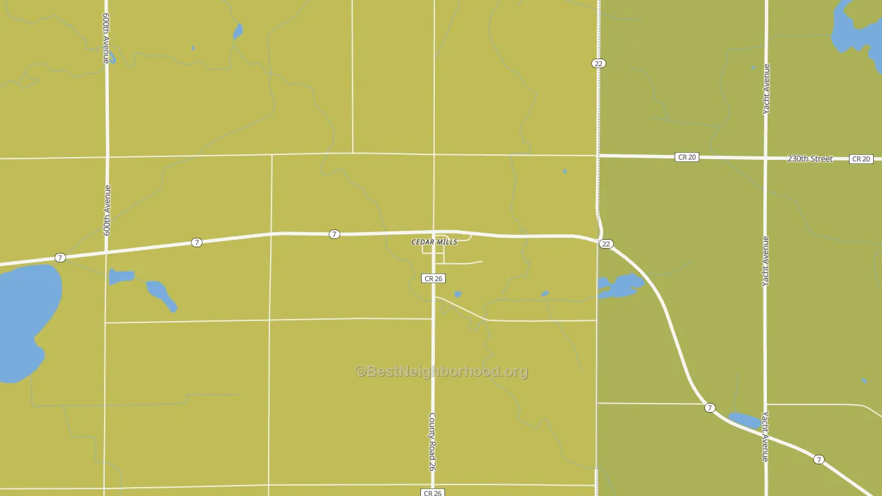 Map of the best neighborhoods in the Cedar Mills area, with better matches in green and worse matches in red