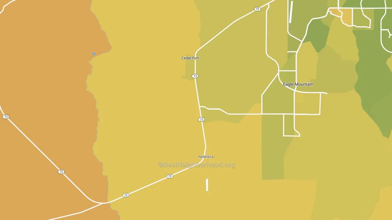 Map of the best neighborhoods in the Cedar Valley area, with better matches in green and worse matches in red