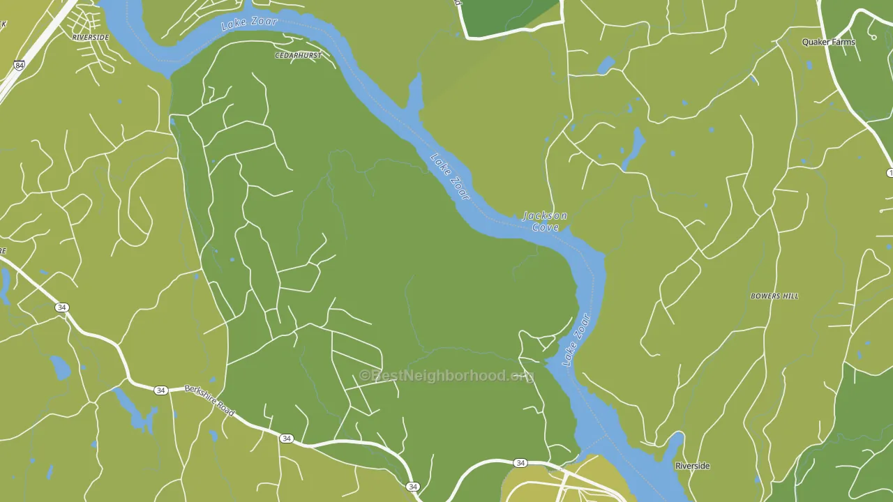 Map of the best neighborhoods in the Cedarhurst area, with better matches in green and worse matches in red