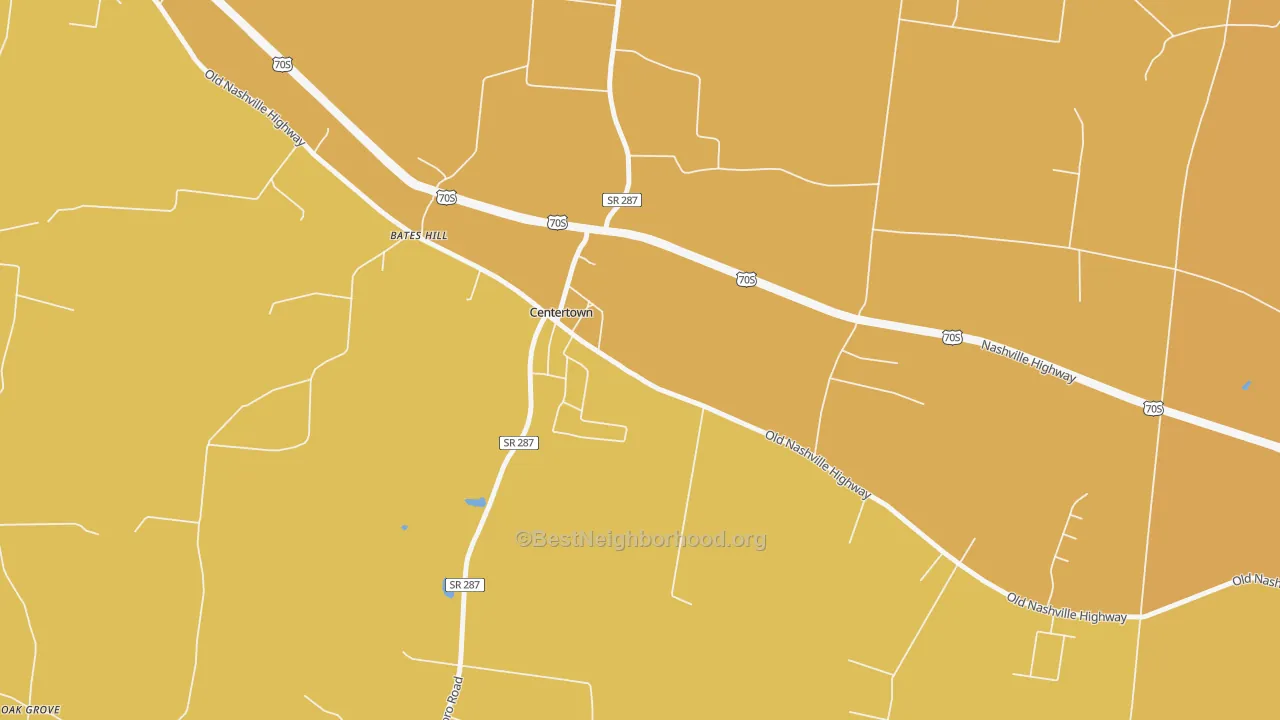 Map of the best neighborhoods in the Centertown area, with better matches in green and worse matches in red