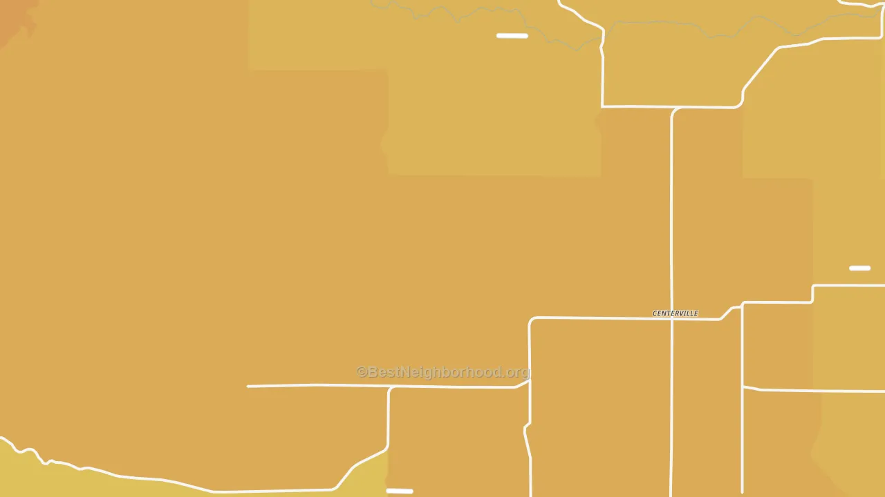Map of the best neighborhoods in the Centerville area, with better matches in green and worse matches in red