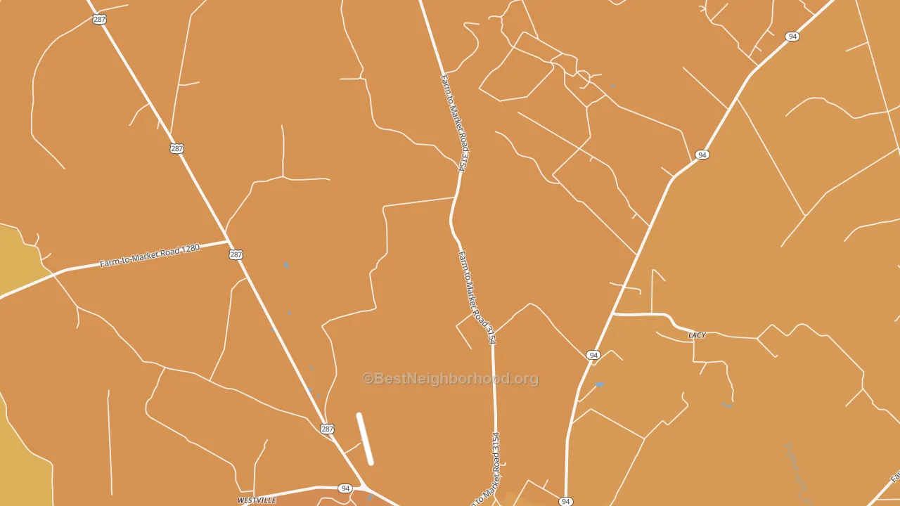 Map of the best neighborhoods in the Centralia area, with better matches in green and worse matches in red