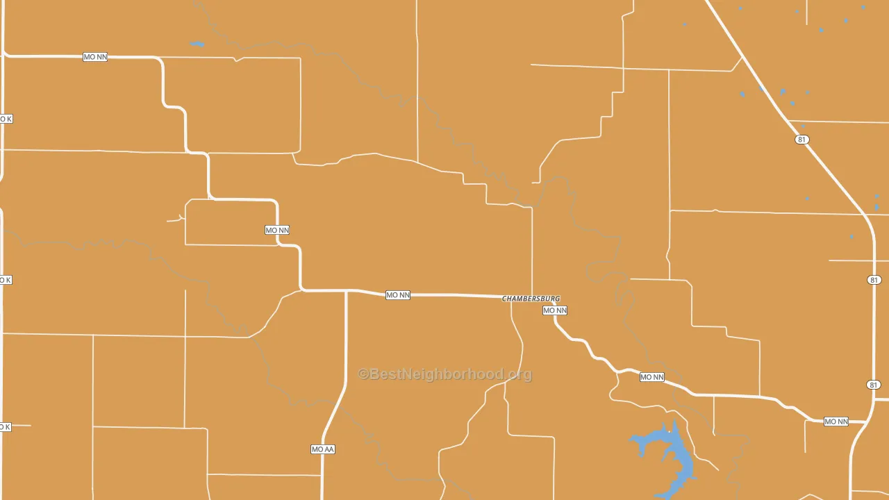Map of the best neighborhoods in the Chambersburg area, with better matches in green and worse matches in red