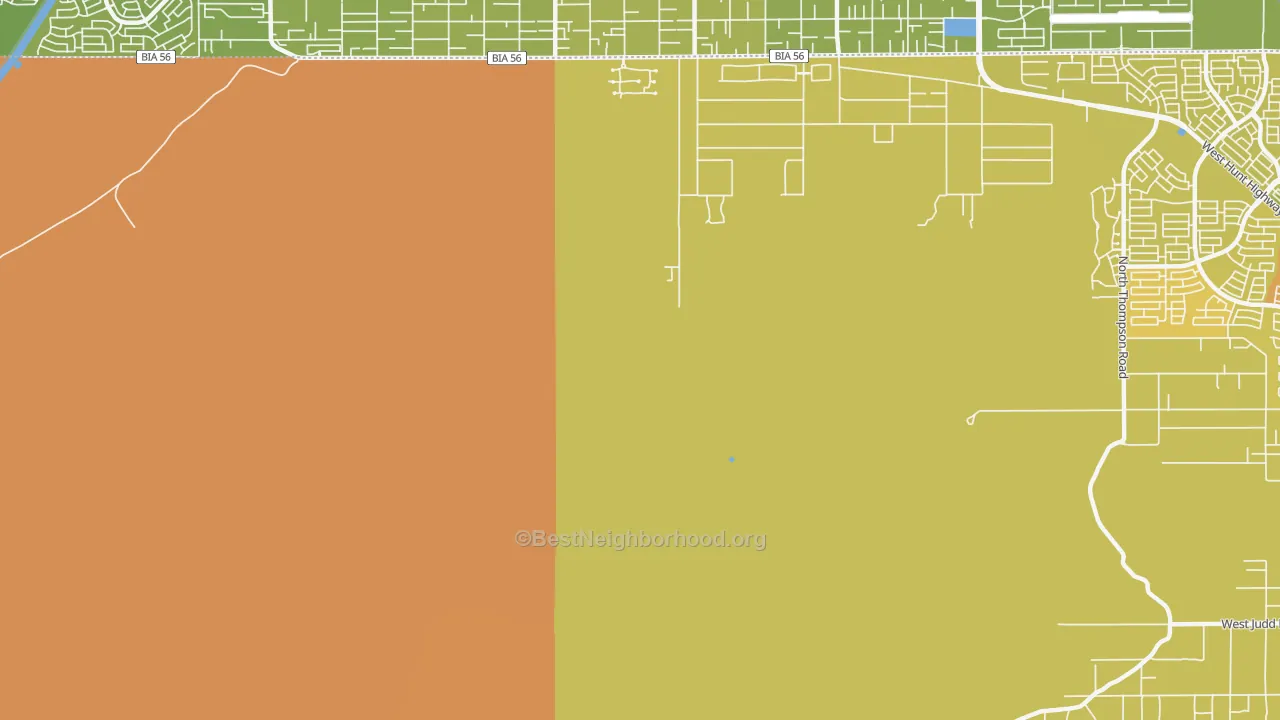 Map of the best neighborhoods in the Chandler Heights area, with better matches in green and worse matches in red