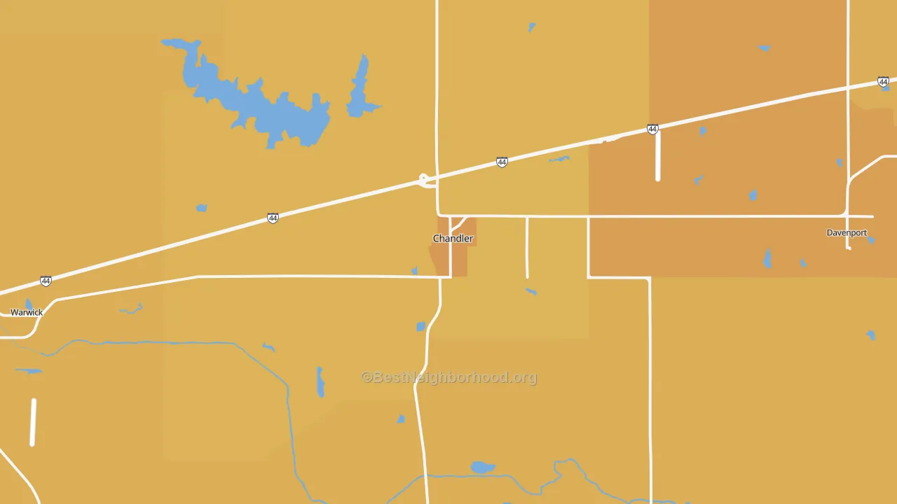 Map of the best neighborhoods in the Chandler area, with better matches in green and worse matches in red