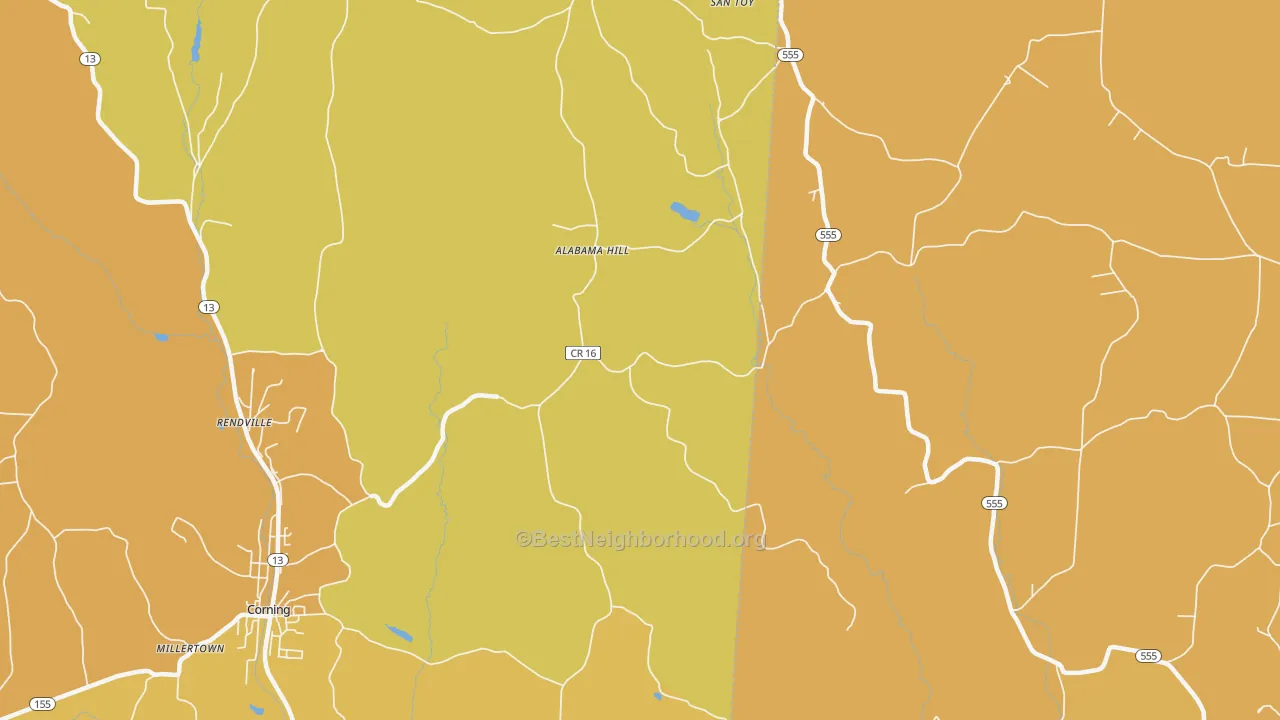 Map of the best neighborhoods in the Chapel Hill area, with better matches in green and worse matches in red