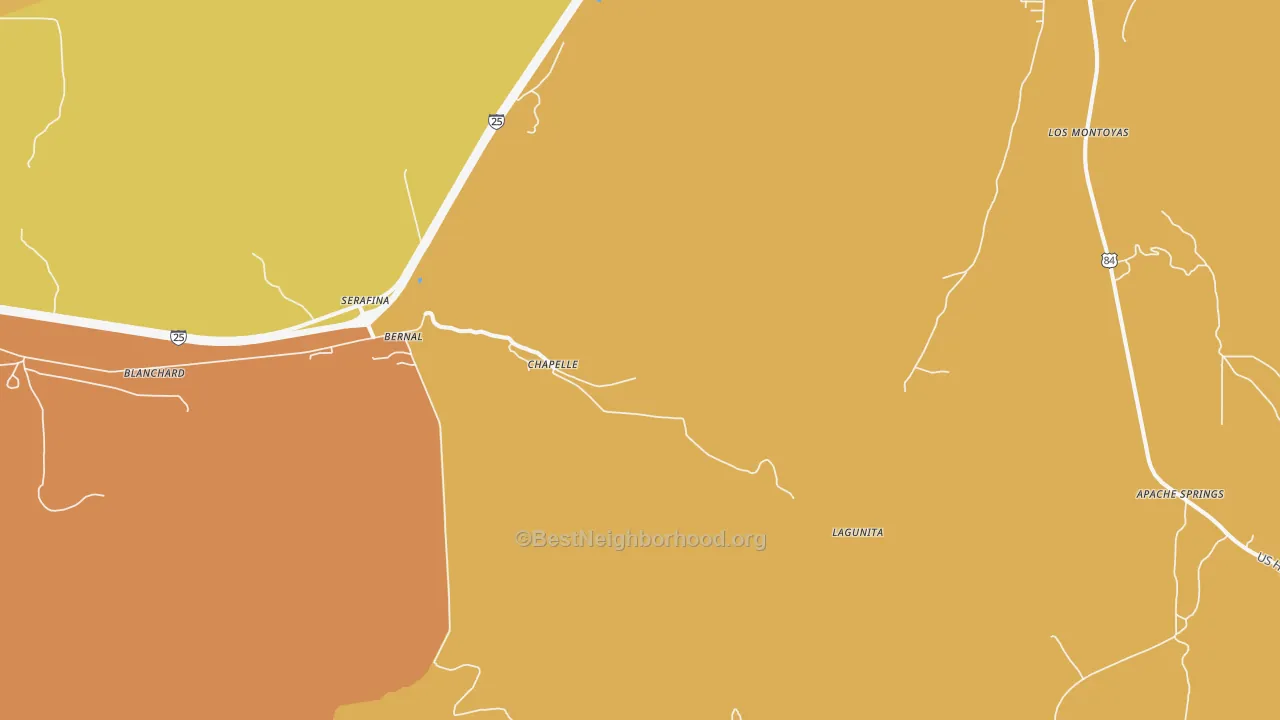 Map of the best neighborhoods in the Chapelle area, with better matches in green and worse matches in red