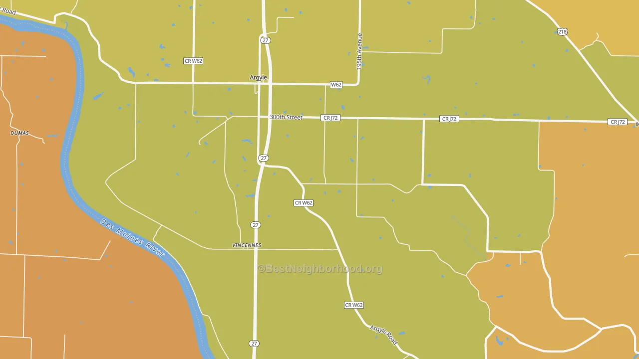 Map of the best neighborhoods in the Charleston area, with better matches in green and worse matches in red