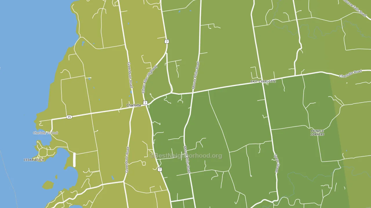 Map of the best neighborhoods in the Charlotte area, with better matches in green and worse matches in red