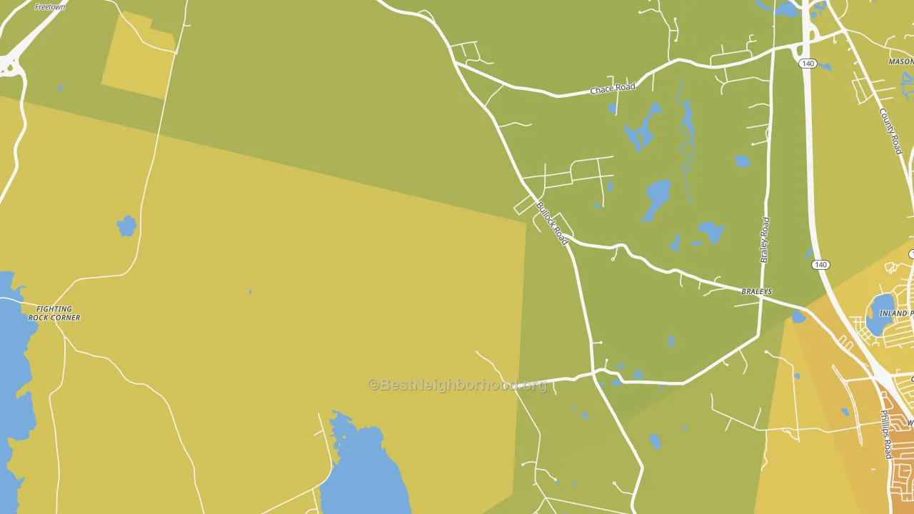 Map of the best neighborhoods in the Chartley area, with better matches in green and worse matches in red