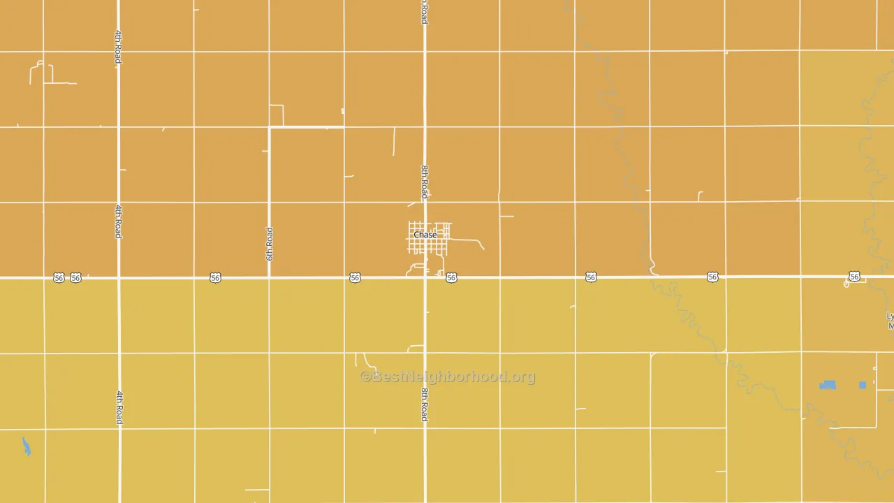 Map of the best neighborhoods in the Chase area, with better matches in green and worse matches in red