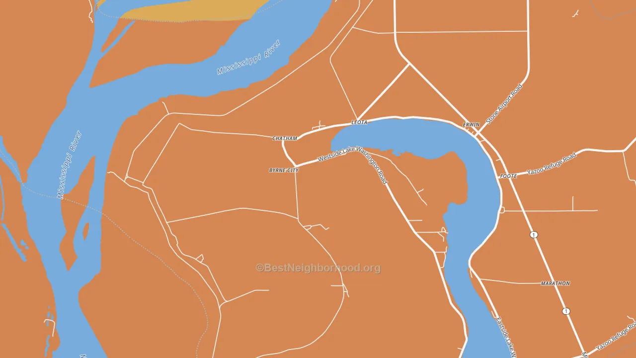 Map of the best neighborhoods in the Chatham area, with better matches in green and worse matches in red