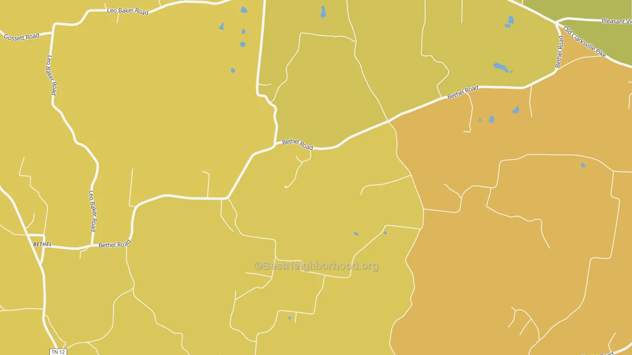 Map of the best neighborhoods in the Cheap Hill area, with better matches in green and worse matches in red