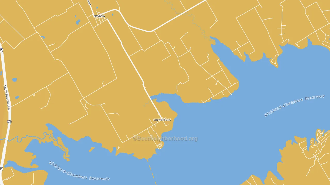 Map of the best neighborhoods in the Cheneyboro area, with better matches in green and worse matches in red