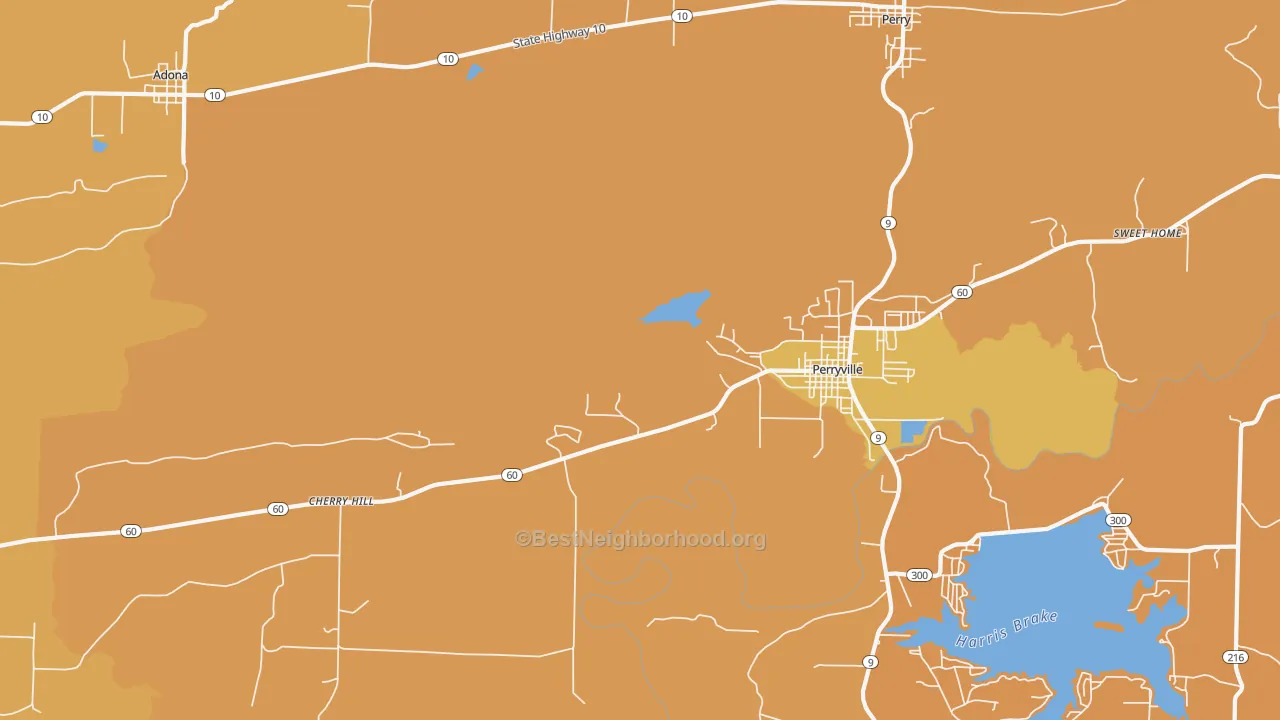 Map of the best neighborhoods in the Cherry Hill area, with better matches in green and worse matches in red