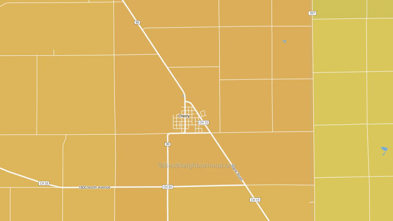 Map of the best neighborhoods in the Cherry area, with better matches in green and worse matches in red