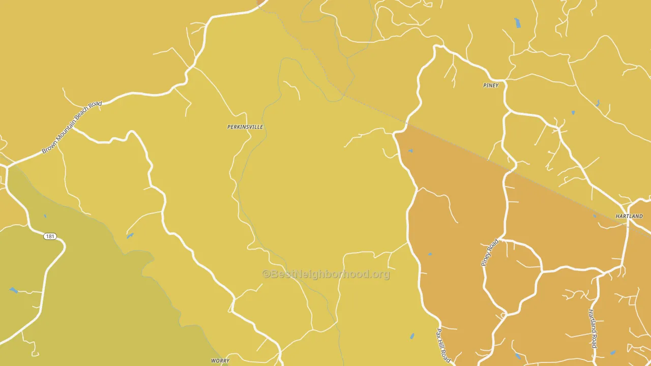 Map of the best neighborhoods in the Chesterfield area, with better matches in green and worse matches in red