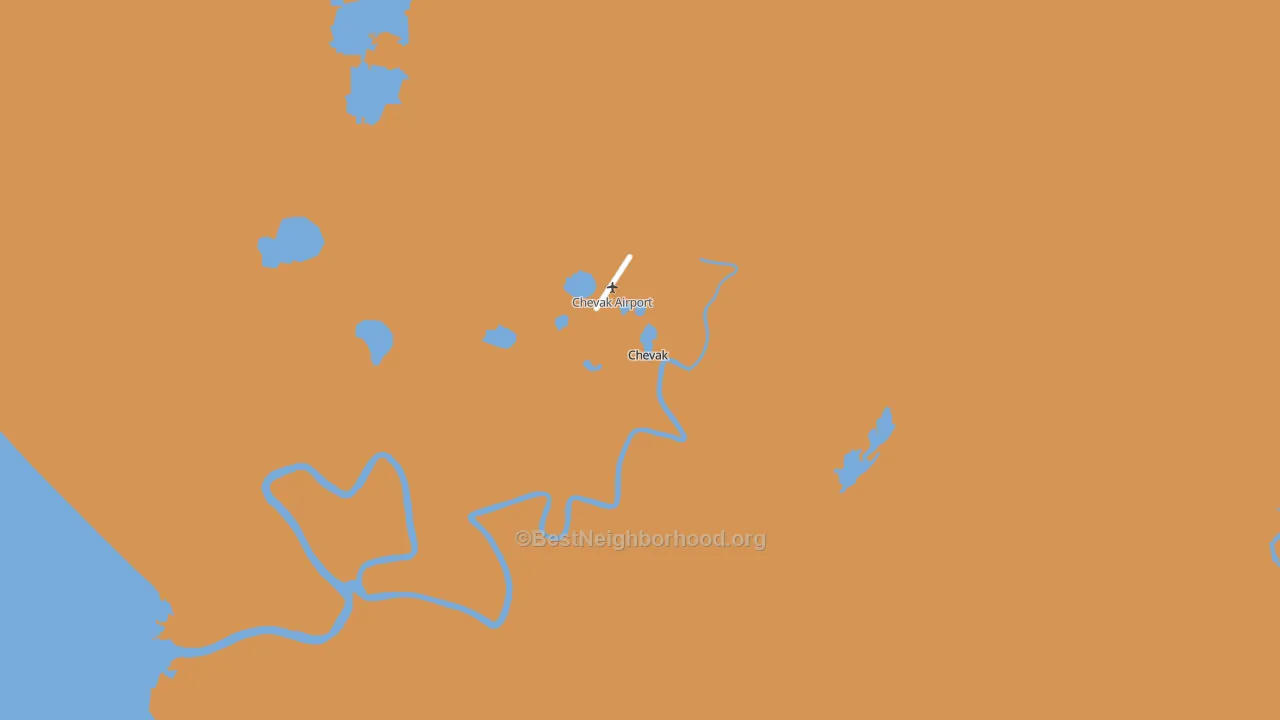Map of the best neighborhoods in the Chevak area, with better matches in green and worse matches in red
